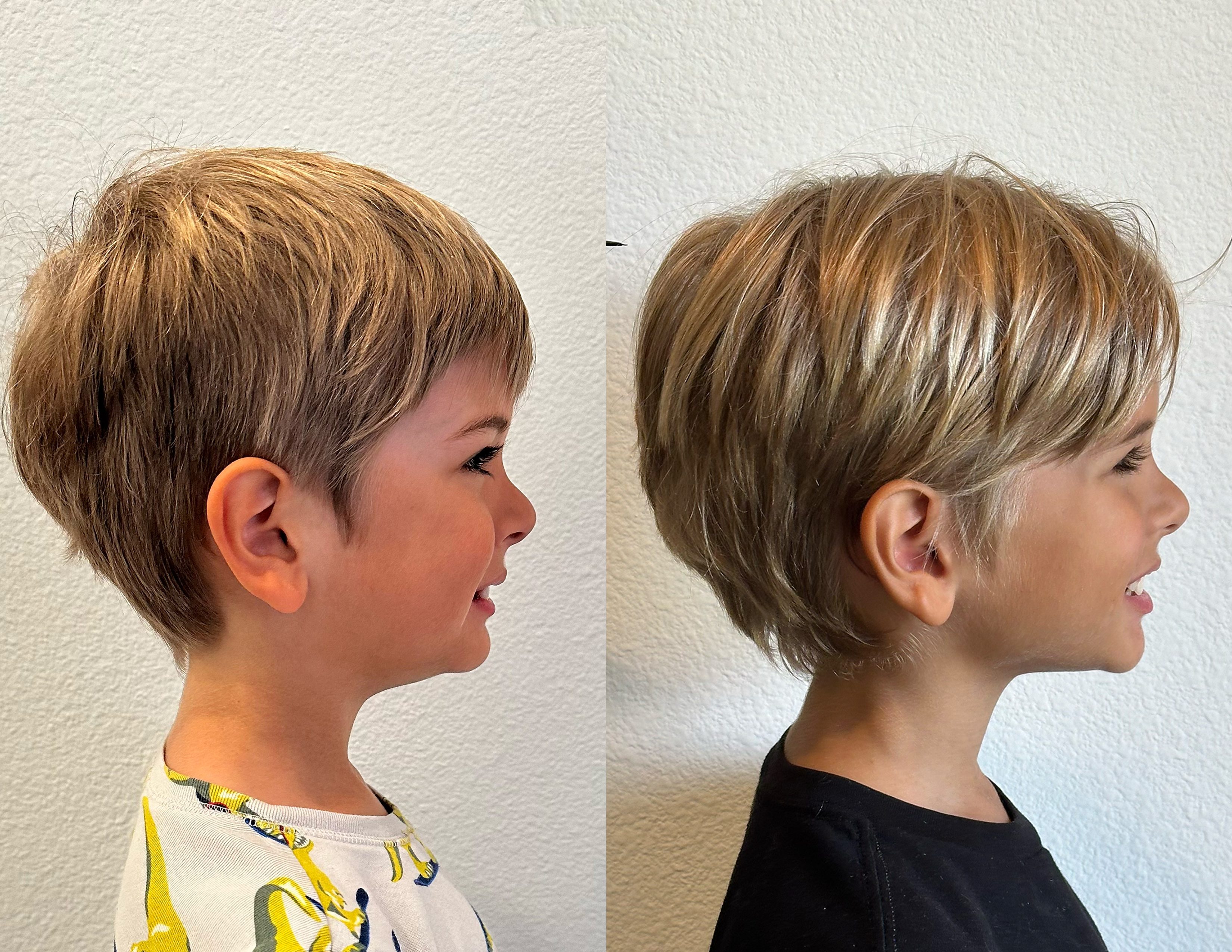 Before and after profile photos of our son, visible facial development after several months on Toothpillow